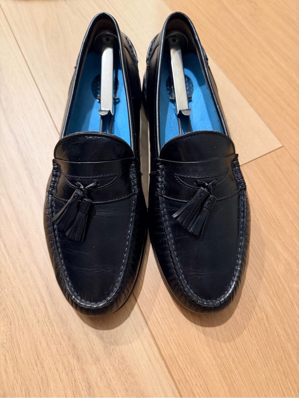 Men's Black Leather Tassel Slip-On Loafers